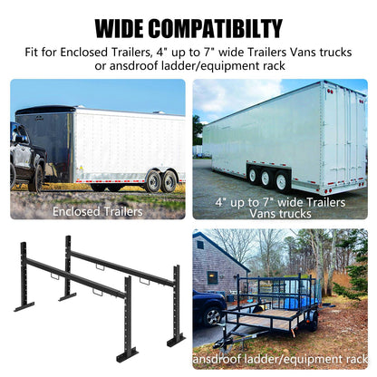 Colinktool Adjustable Roof Ladder Racks,Trailer Ladder Racks Fit for 4'-7' Enclosed Trailers Cargo Vans Trucks – 2 Pack, Black