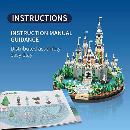 Magic Princess Blue Castle Micro Building Blocks Set for Women Architecture and Collection Model Creative Display Gift for Adults and Ages 14+ 3600 PCS