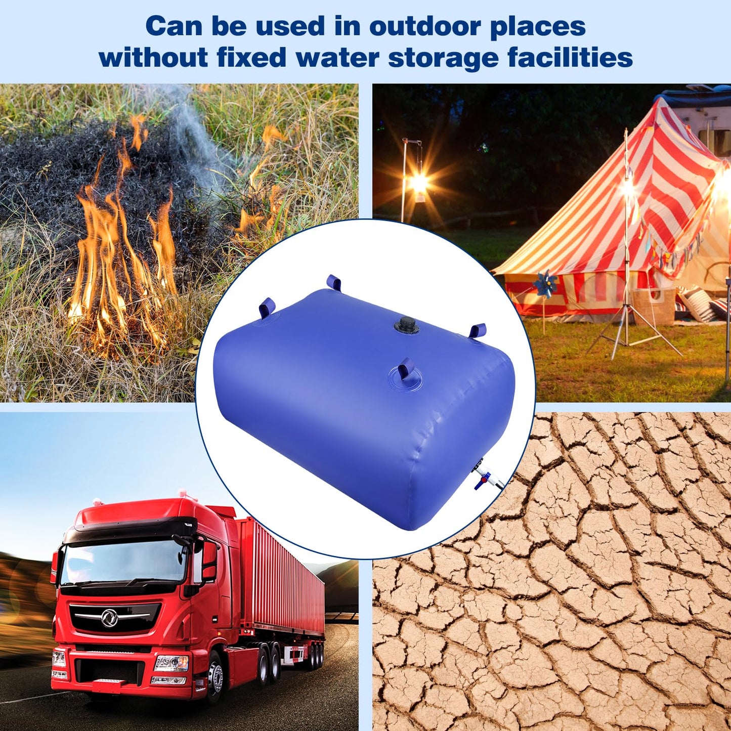 Water Storage Bladder Portable Heavy-Duty - 792.5Gal/3000L with Stainless Steel Fittings, Leak-Proof & Durable – Portable Tank for Emergency, Farming, Irrigation Use