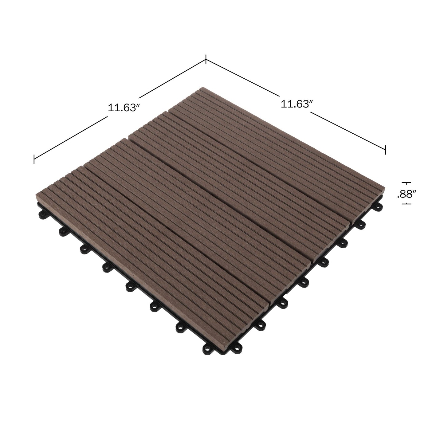 Interlocking Deck Tiles - 30-Pack 11.6-in Wood Plastic Composite All-Weather Outdoor Flooring Balcony Poolside or Patio by Pure Garden (Mocha Brown)