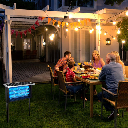 Solar Bug Zapper Outdoor, Poartable Rechargeable Mosquito Zapper with 3 LED Tubes, IPX4 Solar Fly Zapper, Cordless Portable for Patio Garden Backyard RV Camping, with 13W Solar Panel Covers 3000 sq.ft
