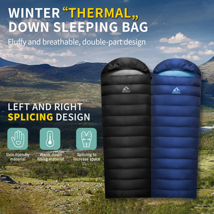 BUERTS Lightweight Sleeping Bag for Adults.21 to -4°F.Weighs only 3.8lb. Down Sleeping Bag for Hiking, Camping, Mountaineering, Adventure and Backpacking.