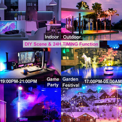 Neliwo LED Flood Light Outdoor 800W Equivalent Bluetooth Smart Color Changing RGB Spot Light DIY-Scene+RGB+2700K Warm White APP & Group Control & Timing IP66 Waterproof 4Pack