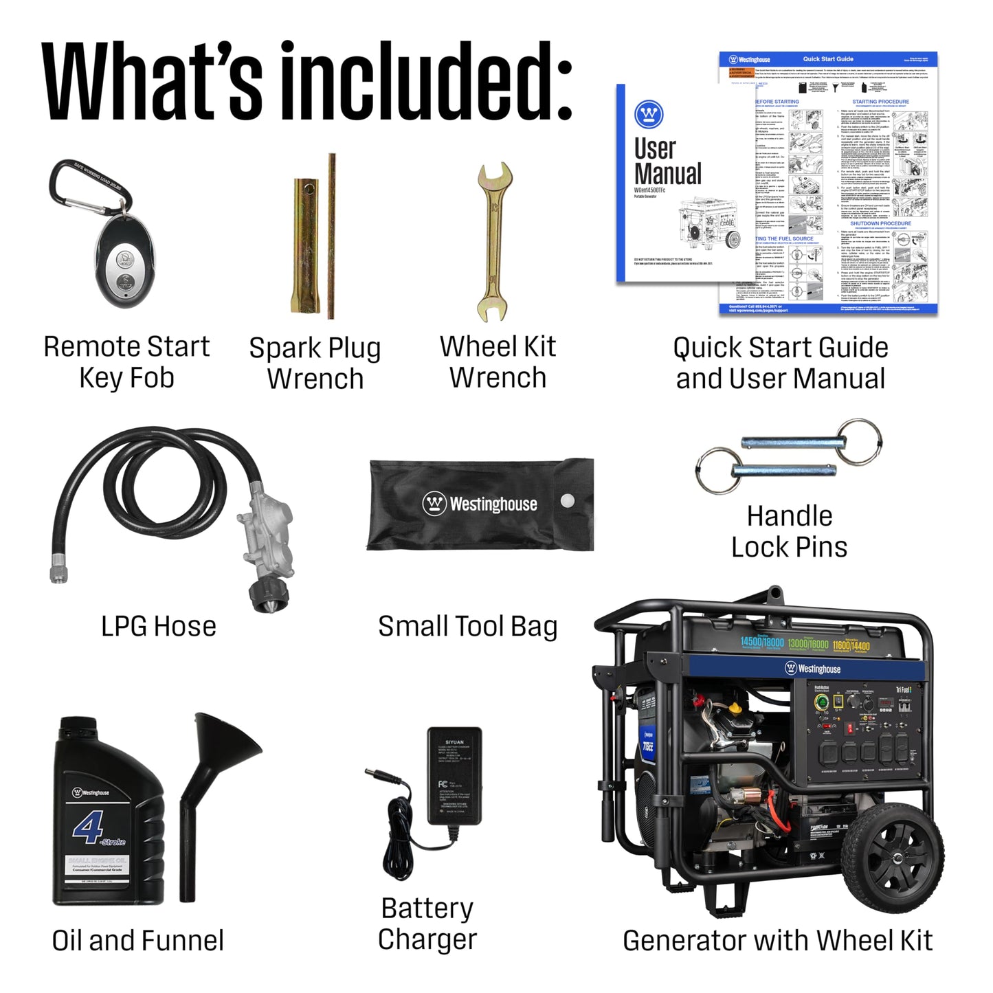 Westinghouse 18000 Peak Watt Tri-Fuel Home Backup Portable Generator, Remote Electric Start, Transfer Switch Ready, Gas, Propane, and Natural Gas Powered, CO Sensor