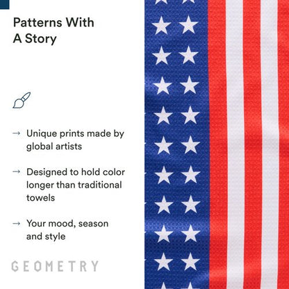 GEOMETRY Kitchen Towels - Quick Dry, Absorbent Microfiber Dish Towels for 4th of July, Memorial Day, Veterans Day, and Holiday Decor - Red, White, and Blue- Star Spangled