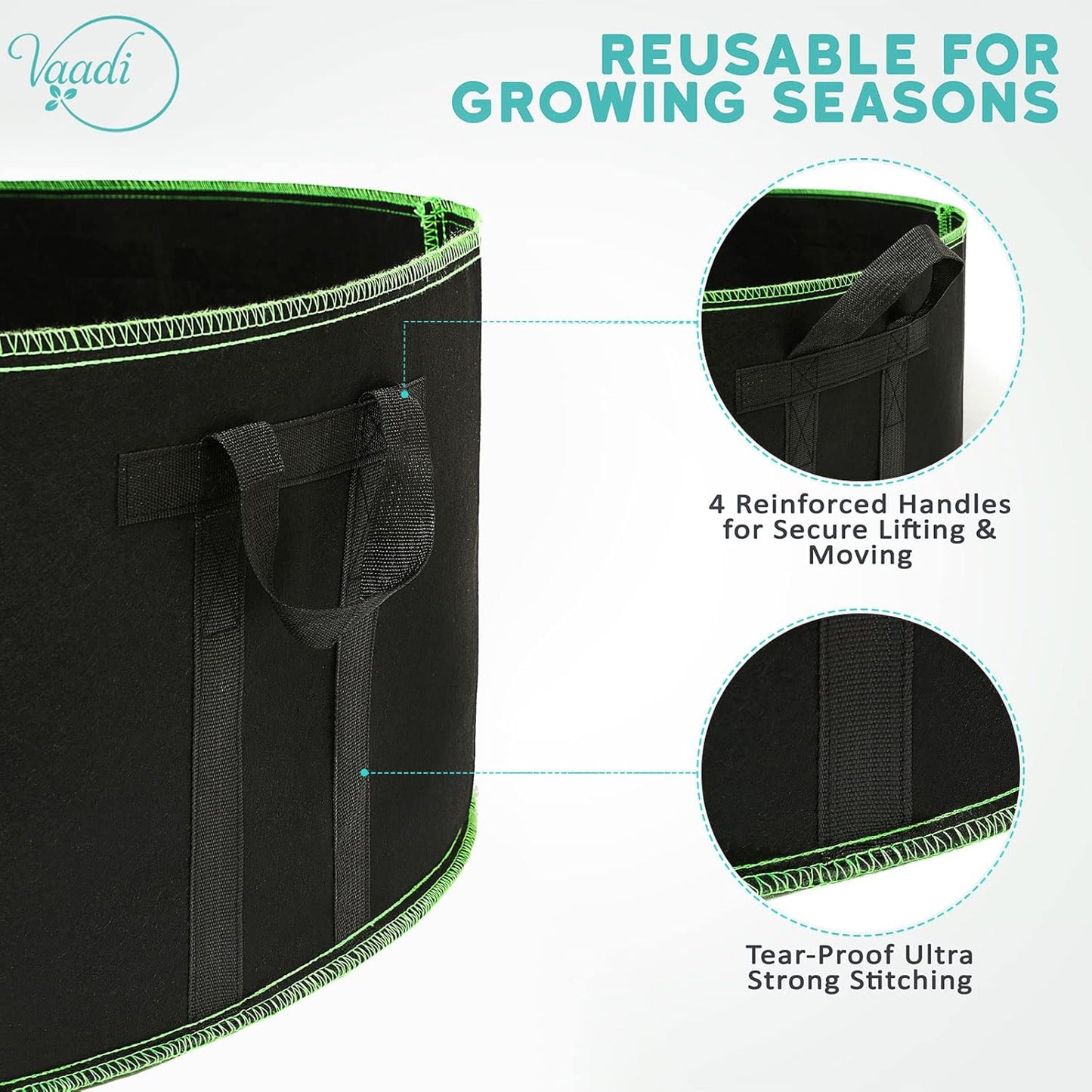 Skiennix 50 Gallon Grow Bags - Heavy Duty, Weatherproof, Extra Large with Reinforced Handles