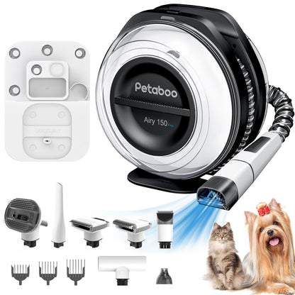 petaboo Cordless Dog Grooming Vacuum, Pet Grooming Kit with Clippers Nail Grinder,2.2L Dust Cup,Low Noise,Dog Vacuum for Shedding Grooming for Home Outdoor Car,7 in 1set