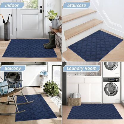 BEQHAUSE Dirt Trapper Door Mat - Non-Slip, Washable, Absorbent Entrance Mat | 36" x 60", Blue