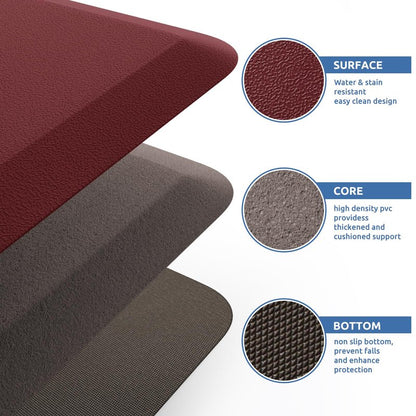 KitchenClouds Kitchen Mat Cushioned Anti Fatigue Kitchen Rug 17.3"x60" Water Resistant Non Slip Kitchen Rugs and Mats Standing Desk Mat Comfort Floor Mats for Kitchen House Sink Office (Red)