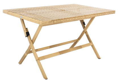 SAFAVIEH Outdoor Collection Akita Natural Folding Table with Umbrella Hole PAT7503D