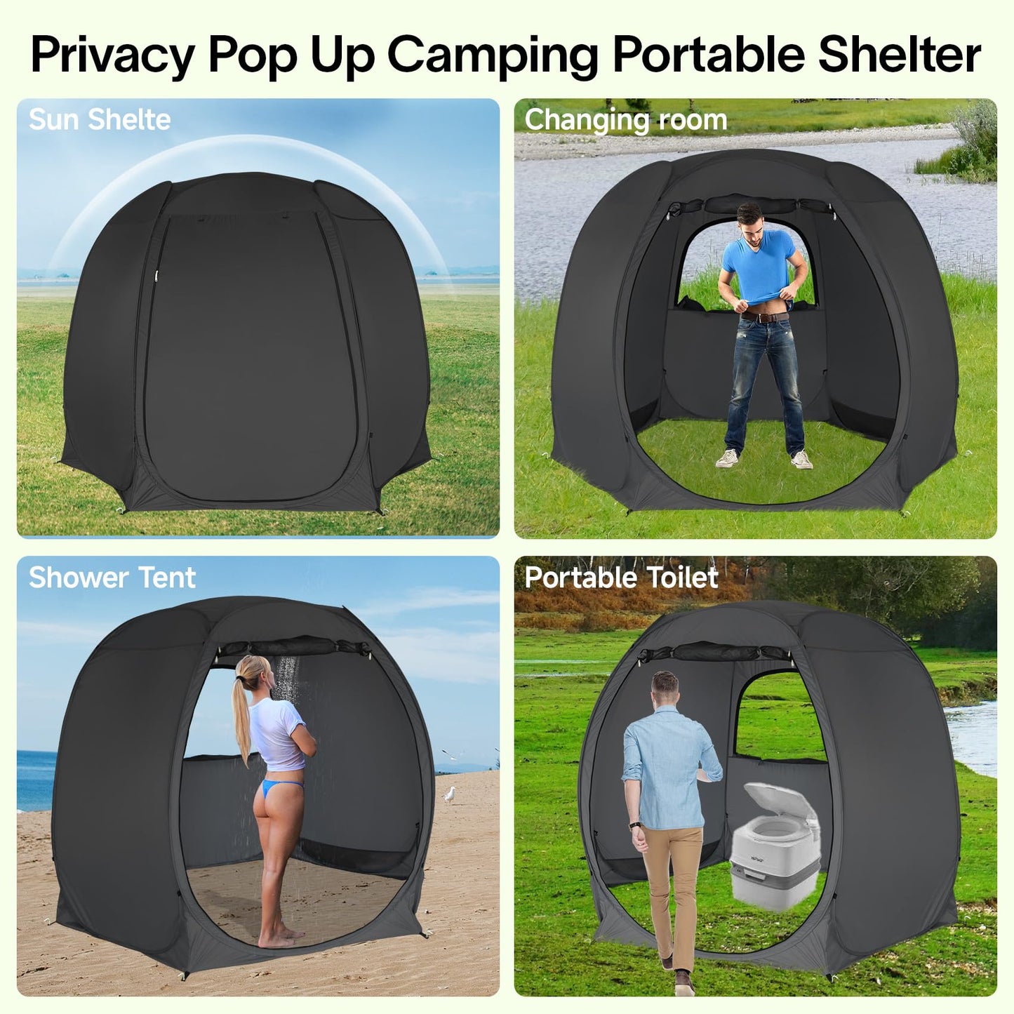 Alvantor® Pop Up Screen Tent House Room Instant Outdoor Camping Canopy Sun Shelter Gazebo for Patio, Backyard & Deck, Privacy Tent(2-10 People, 8'x8' 10'x10' 12'x12')