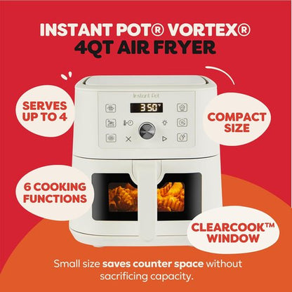 Instant Pot VORTEX 6-in-1 Mini Air Fryer - 4Qt with Custom Program Options & Sea Salt Finish