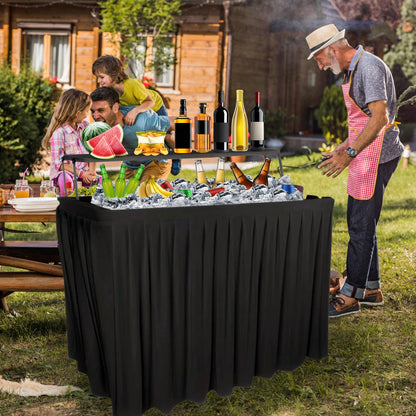 GUAGUA Ice Cooler Table - Portable Bar Table for Events Outdoor Cooler Stand with Drain for Parties Drink Foldable Picnic Table Party (BlackA)