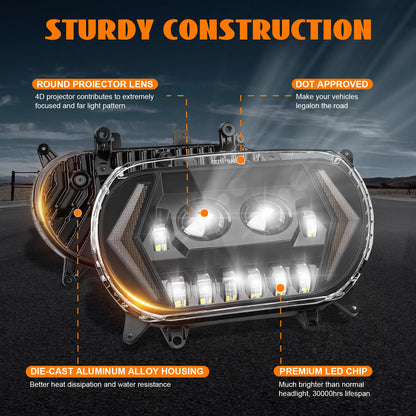 Eumti 120W Road Glide Led Headlight Super Bright Front Headlamp High Low Beam w/Turn Signal Light DRL Fit for 2015-2023 Harley Touring Road Glide FLTR Models 2024 FLTRK FLTRT
