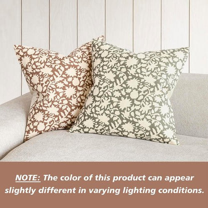 Foindtower Decorative Floral Throw Pillow Covers - Set of 2 Boho Accent Cushions | 18x18 Inch Light Orange Brown