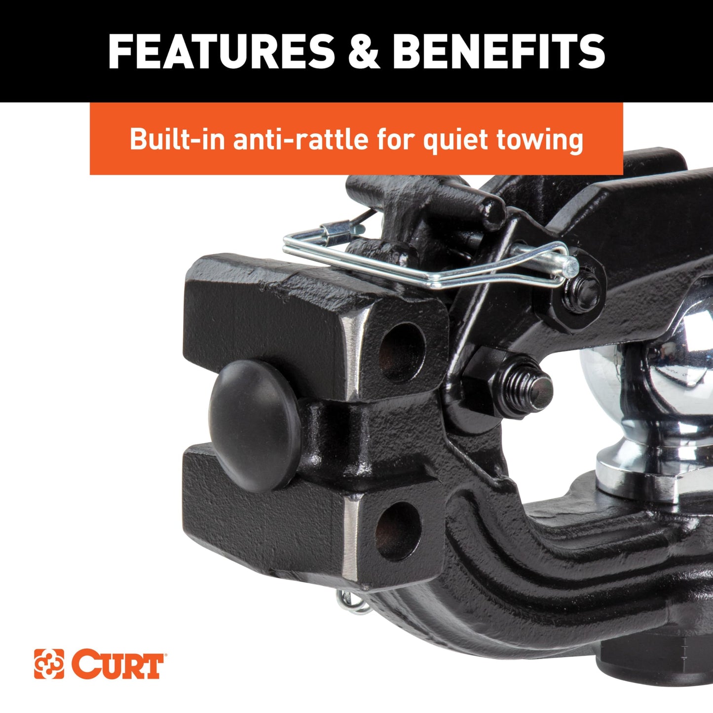 CURT 45908 Adjustable Pintle Hitch Combination, 2-1/2-Inch Receiver, 6-Inch Drop, 2-5/16-Inch Ball, 20,000 lbs