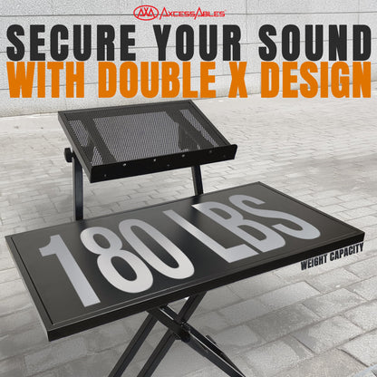 AxcessAbles Portable Two-Tier DJ Table Stand| Two Tier Piano Keyboard Stand for Sheet Music and Tablet | DJ Laptop and Controller Stand | Music Production Workstation | Booth Stand