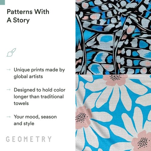 GEOMETRY Spring Kitchen Towels - Quick Dry Microfiber Cloth Spring & Summer Dish Towels for Kitchen Drying - Premium Quick Dry Towel - Flutter Bloom, 18" x 30" - 2-Pack