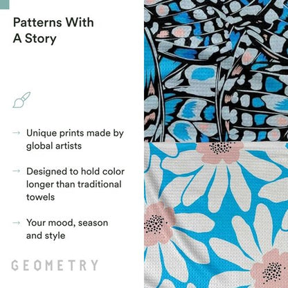 GEOMETRY Spring Kitchen Towels - Quick Dry Microfiber Cloth Spring & Summer Dish Towels for Kitchen Drying - Premium Quick Dry Towel - Flutter Bloom, 18" x 30" - 2-Pack