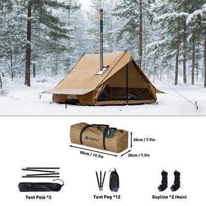 POMOLY Camping Hot Tent Cabin Tent, Chalet 70 Pro Portable Wall Tents with Stove Jack and Two Poles for 2-3 Person Hiking, Backpacking (M)
