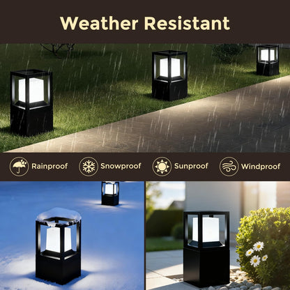 Gardencoin Landscape Bollard Lights Outdoor, Low Voltage 12V LED Pathway Lighting, Modern Post Lantern Wired, Aluminum Waterproof Floor Pillar Lighting with 5W 5000K E26 Bulb, 2 Pack
