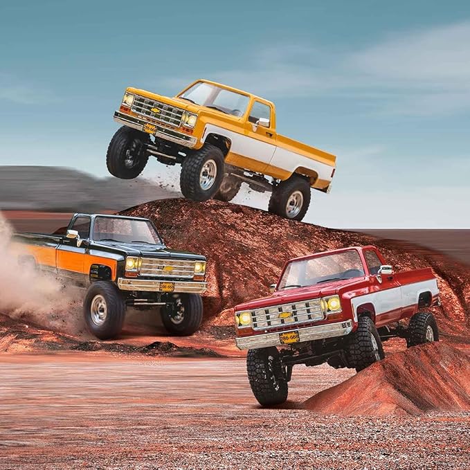 EAZYRC FMS 1/18 FCX18 Chevy K10 RC Crawler RTR with License Red RC Pickup Truck 4x4 Chevy Hobby Grade 2-Speed Transmission Monster Truck for Adults with Led Light (red)