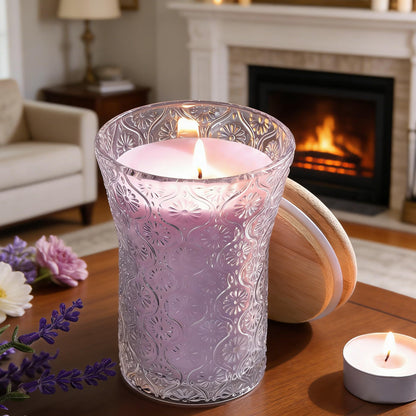 HAVITI Lavender Candle, 8 OZ Scented Candles Soy Jars Candles for Women Galentines Valentines Mother's Day Gift, Aromatherapy Purple Candles for Home Scented Bridal Shower