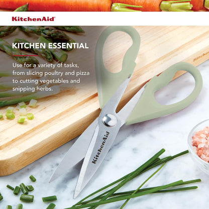 KitchenAid Kitchen Shears - Durable Stainless Steel Scissors with Soft Grip Handle | 8.72 Inch, Pistachio (Pack of 2)
