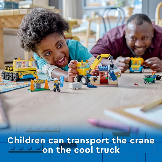 LEGO City Construction Trucks and Wrecking Ball Crane 60391 Building Toy Set for Toddler Kids Ages 4+ Includes 3 Construction Vehicles an Abandoned House and 3 Minifigures for Pretend Play