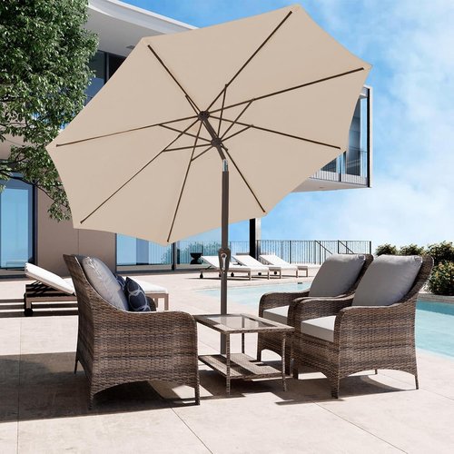 JEAREY 9FT Outdoor Patio Umbrella - UV Protection & Waterproof with Push Button Tilt | Cream Beige