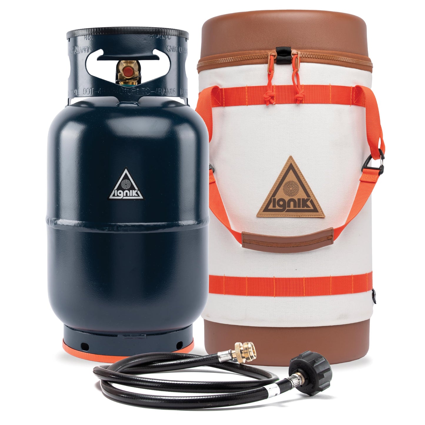 Ignik Refillable Gas Growler X 10-Pound Empty Propane Tank with Carry Case and Adapter Hose, Natural Case/Blue Tank