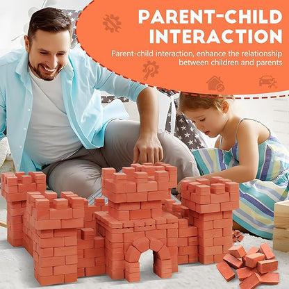 Knight Bricklayer Brick and Mortar Construction Set Clay Mini Bricks &amp Cinder Blocks DIY Mini House Kit STEM Building Toy Kids Brick Mortar Set Reusable Blocks Ages 8+ Birthday Gift