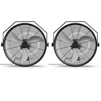 Simple Deluxe 20 Inch High Velocity Wall Mount Fan with Rack, 3 Speed Industrial/Commercial Metal Ventilation Fan,2 Pack