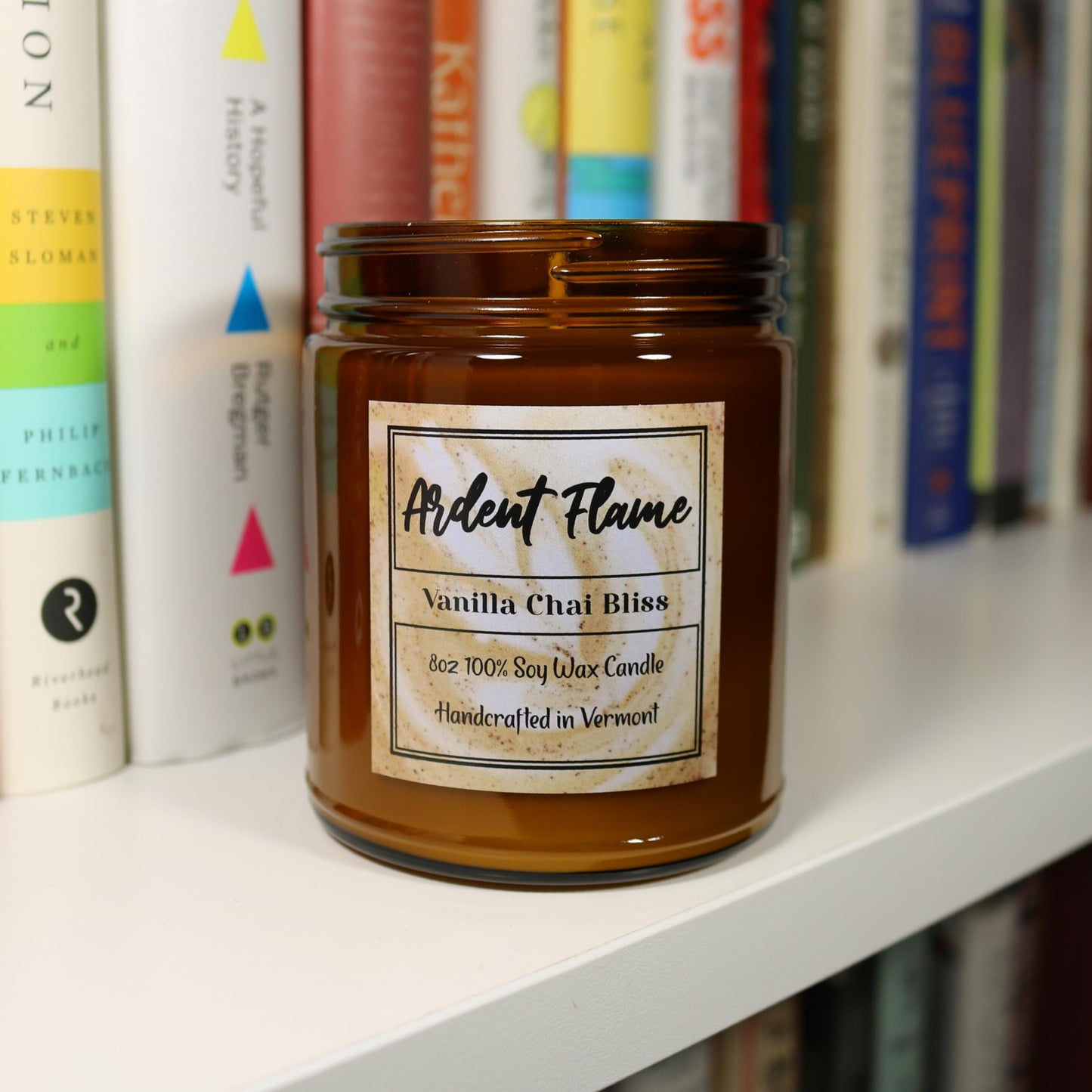 Ardent Flame Candles | Vanilla Chai Bliss | 100% Natural Soy Wax Candle for Home Decor | Highly Scented | Premium Fragrance | Handmade in Vermont, USA | 8 oz | Long Lasting | Gift for Women and Men