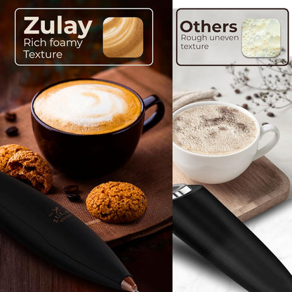 Zulay Kitchen Tornado Triple Whisk Milk Frother - Handheld Foam Maker for Coffee & Lattes - Black & Copper