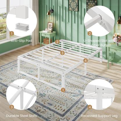 SHA CERLIN 14 Inch Heavy Duty Queen Bed Frame, 4000 lbs Capacity Metal Platform Beds with Reinforced Legs,No Box Spring Required,Easy Assembly,White