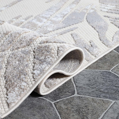 Superior Indoor Outdoor Area Rug, Floor Decor Perfect for Patio, Pool, Deck, Kitchen, Entryway, Tropical Leaves Coastal Style Rug, Siesta Collection, 5' 2" x 7' 2", Slate