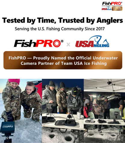 [FishPRO® 2026 Upgrade] Underwater Fishing Camera - [No Slide Off] 7'' Ice Fishing Camera Underwater 1200TVL w/Bracket,12pcs IR + 12pcs LED, 4,500mAh, Portable Fish Finder Ice Fish Gifts for Men, 65ft
