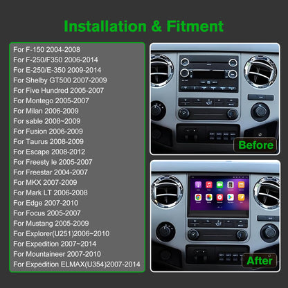 [4+64G] Android 13 Car Stereo with Wireless Carplay & Android Auto for Ford F150 F250 F350 E-250 E-350 Escape Focus Touchscreen Radio Upgrade with AHD Camera,GPS Navigation,SWC,WiFi,FM,Bluetooth