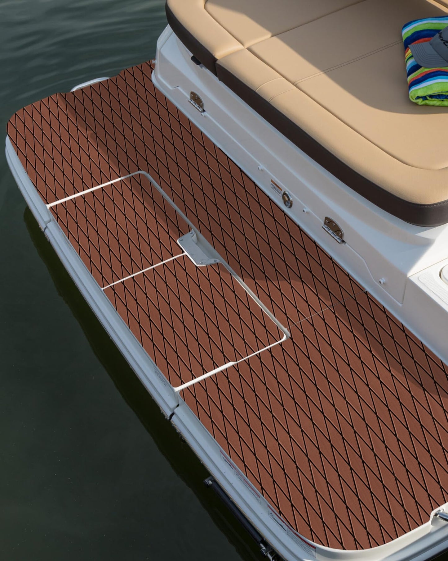 KXKZREN EVA Foam Boat Flooring Decking Sheet 6mm Thick Diamond Anti-Slip Marine Flooring Mat Self Adhesive Deck Pad for Bass Boat Yacht Motorboat RV Cooler Tops, 94.5" x 47.2"