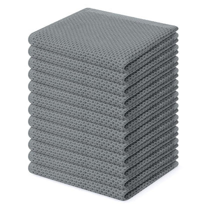 Homaxy 100% Cotton Waffle Weave Kitchen Dish Cloths, Ultra Soft Absorbent Quick Drying Dish Towels, 12 x 12 Inches, 12-Pack, Grey
