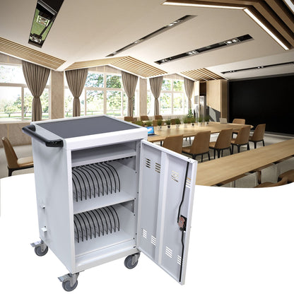 Laptop Charging Cabinets, Mobile Charging Carts and Cabinets, Holds Up to 32 Units, with Power Cord Management, Fits Screen Sizes Up to 16.3", Fits Chromebooks, Laptops, Fits School, Business, White