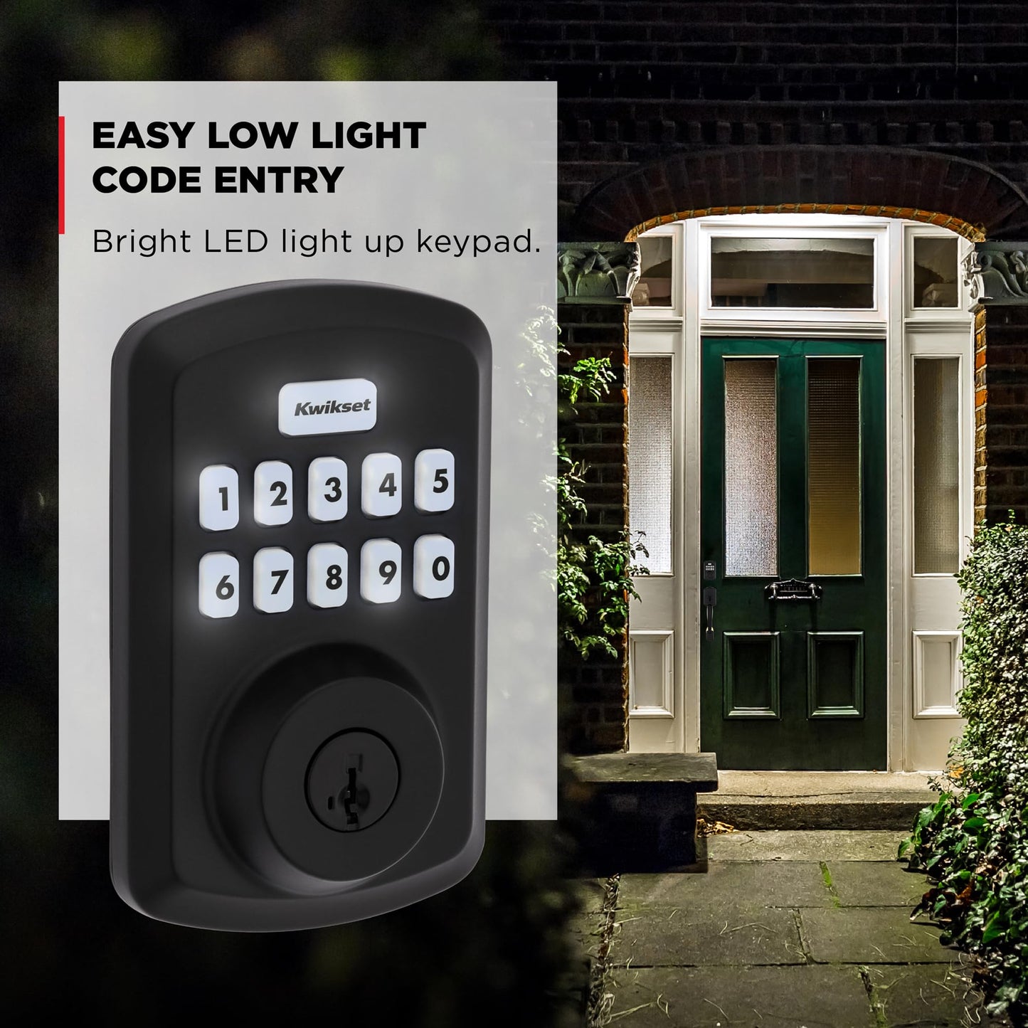 Kwikset Powerbolt 250 10-Button Keypad Satin Nickel Transitional Electronic Deadbolt Door Lock, Featuring Convenient Keyless Entry, Customizable User Codes, Auto Locking