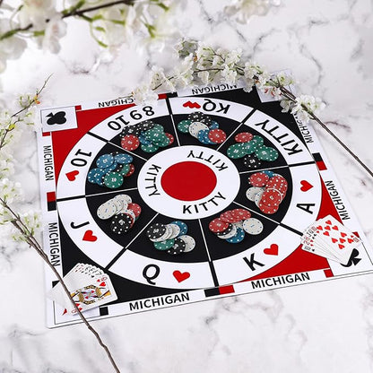 HOROW 23.6 Inches Tripoley Game Tripoli Board Game Anti-Slip MatCombination of Michigan Rummy Hearts and Poker200 Pokers2 Boxes of Cards1 Storage Bag