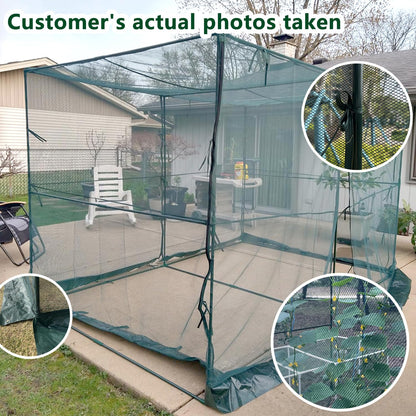 timiland Crop Cage Large Size Plant Protection Tent 6.5'x10' with 2 Zippered Doors, Steel Frame,Easy to Install ,for Garden, Vegetables Flowers Fruits Herbs(Light Green)