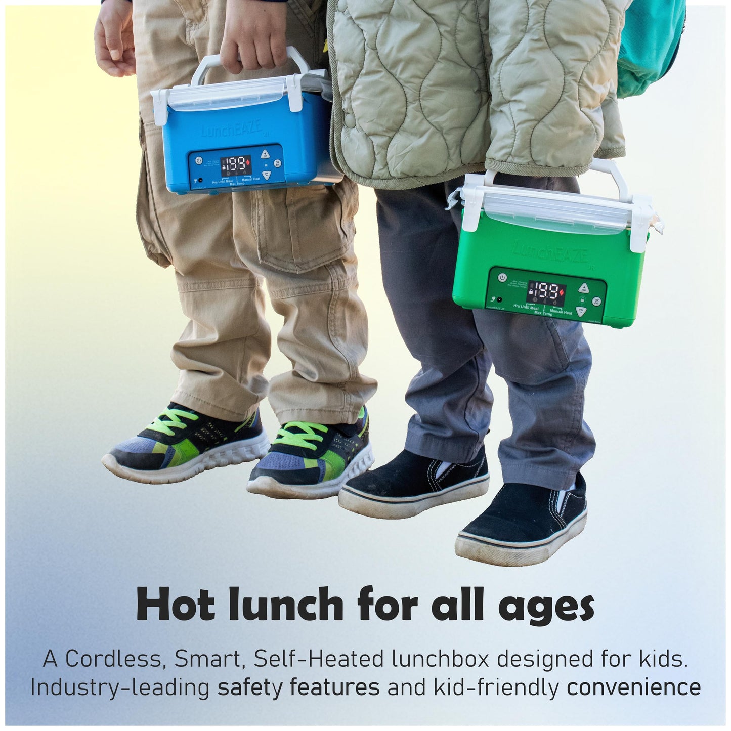 LunchEAZE JR Junior Kids Electric Lunch Box, Cordless Battery Powered Food Warmer for School, Child Safety Certified & BPA-Free, Automatic Self-Heating Container with Insulated Bag, 600mL (Purple)