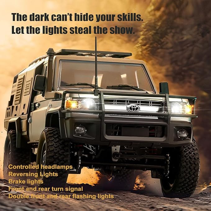 YIKESHU Remote Control Car 1/12 Scale 4WD Off-Road Rc Cars with LED Lights 2-Speed 2.4GHz Proportional Control All Terrain RTR Hobby Toy for Adults (Black)