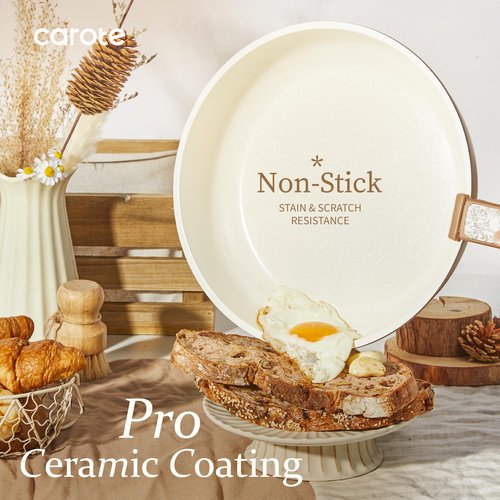 CAROTE 25-Piece Ceramic Cookware Set, Nonstick Pots and Pans Set with Detachable Handle, Non-Toxic Kitchen Cooking Set, Dishwasher & Oven Safe, Induction Compatible, PFAS Free, Chocolate
