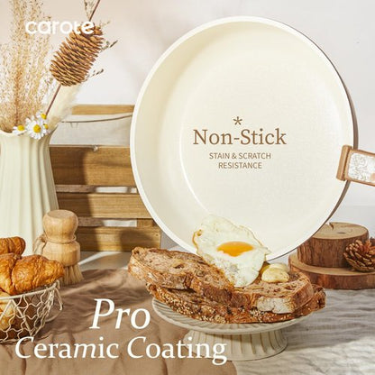CAROTE 25-Piece Ceramic Cookware Set, Nonstick Pots and Pans Set with Detachable Handle, Non-Toxic Kitchen Cooking Set, Dishwasher & Oven Safe, Induction Compatible, PFAS Free, Chocolate