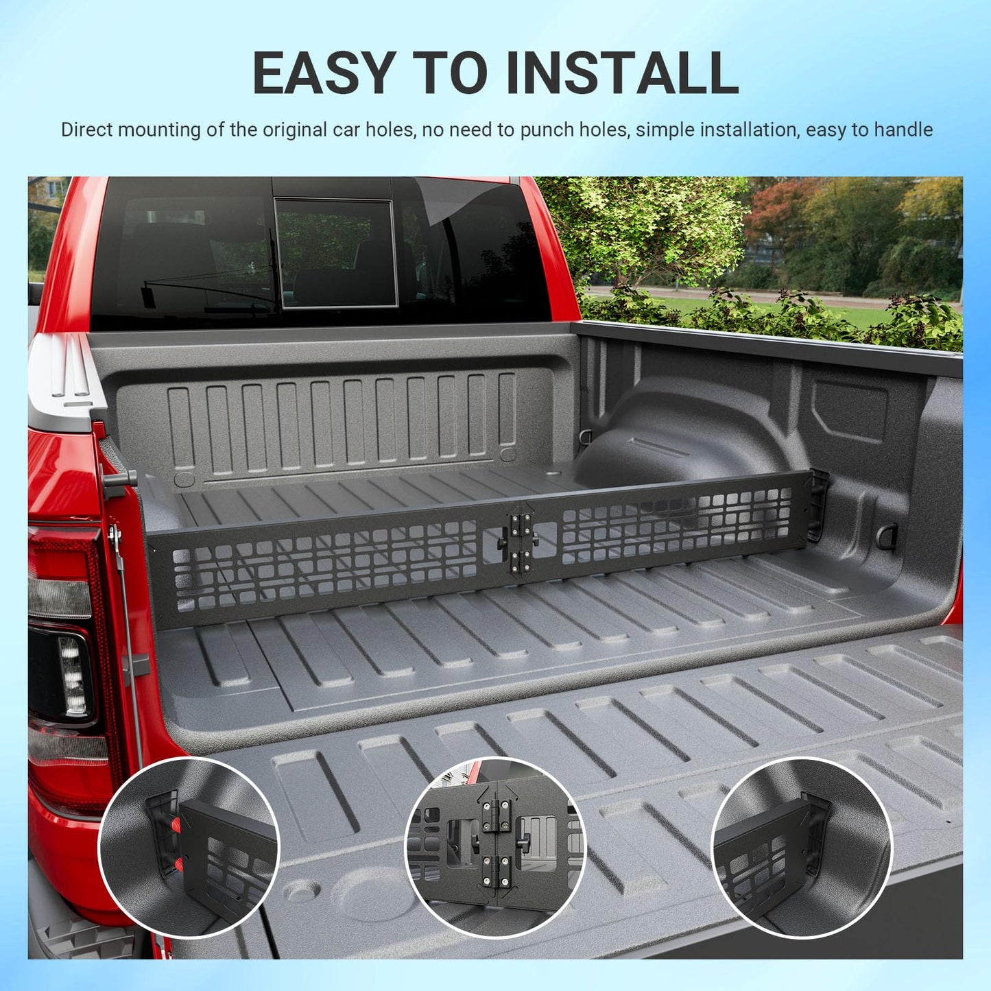 SZYANG Truck Bed Divider Compatible with 2019-2025 Dodge Ram 1500 Cargo Manager Molle Panel Truck Bed Organizer Replacement for 2019-2025 Dodge Ram Accessories